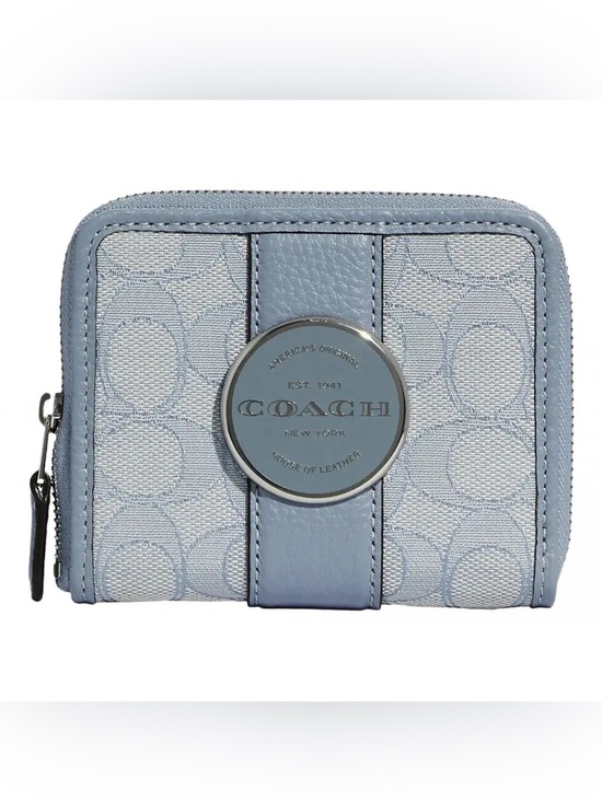 Coach Handbags - Coach Signature Jacquard Zip Around Small Wallet Blue C8323